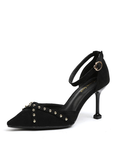 Single Shoes Buckle Pointed Heel Rivet