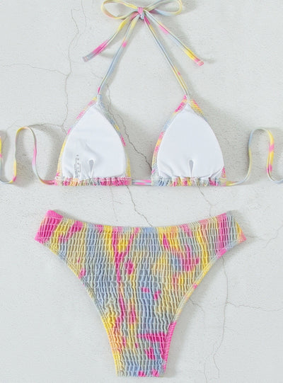 Sexy Multicolor Strap Two-piece Swimsuit