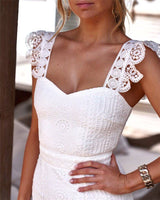 White Lace Spaghetti Strap Elegant Lady Sexy Bodycon Party Dress