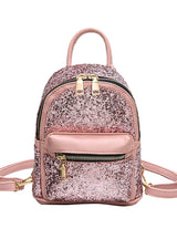 Women's Sequins Pu Leather Backpack Children 