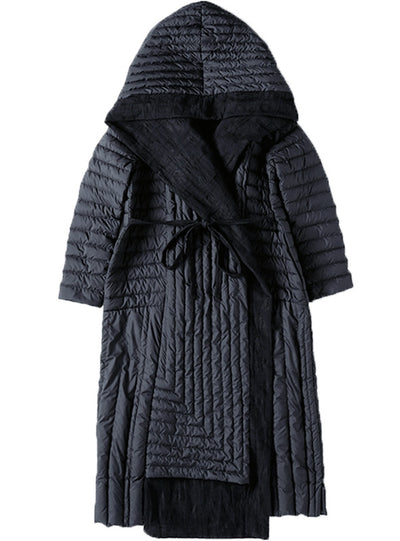 Thin Thin Slim Stitching Hooded Down Coat