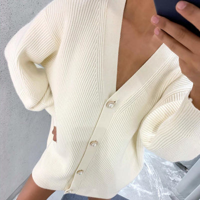 V Neck Knitted Sweater Cardigan Women
