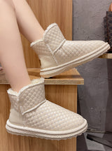 Women's Leather Short Snow Boots Cotton Shoes