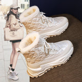 Winter Padded Cotton Shoes Fur Integrated Booties