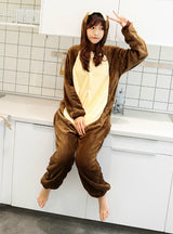 Flannel Cartoon Conjoined Animal Pajamas Chipmunk