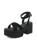 Loose Cake Nightclub Cross Strap Thick Heel Sandals