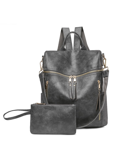 Women PU Retro Backpack Girl