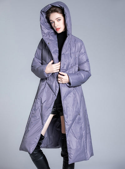 Warm Hooded Long Down Jacket