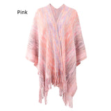 Striped Cape Fringed Cardigan Shawl