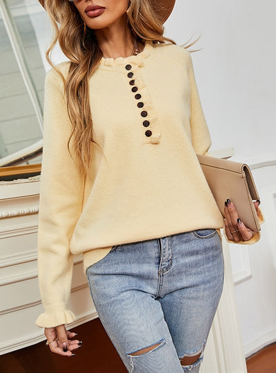 Wool and Wood Ear Button Cardigan Sweater