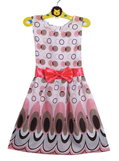 Princess Bow Belt dress Circle Bubble Peacock Print 
