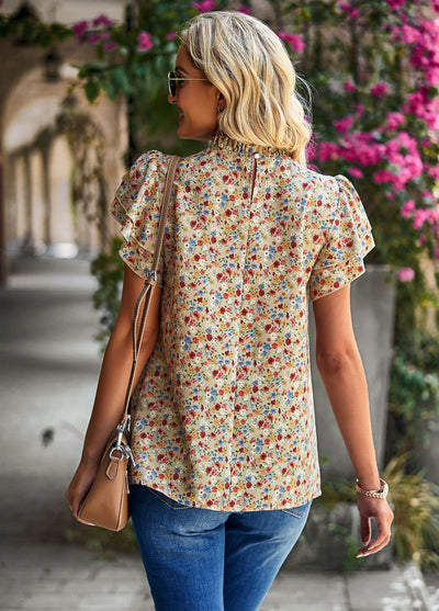 Loose Casual Floral Round Neck Shirt