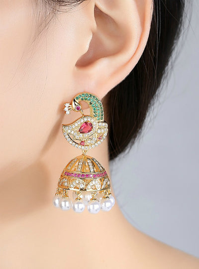 Phoenix Drop Earrings with Imitation Pearls Statement 