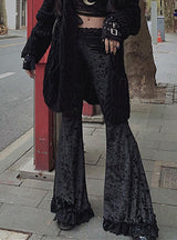 Women Punk Gothic Flare Pants Grunge Street