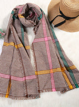 Vintage Cashmere Plaid Scarf Warm Shawl