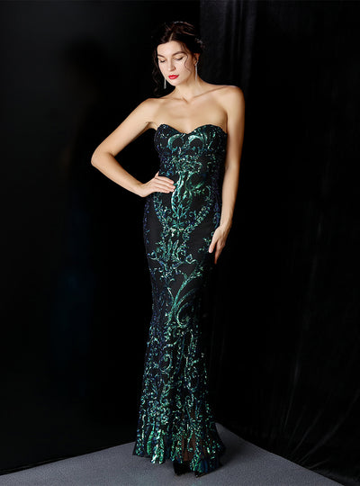 Mermaid Sequins Sleeveless Lonh Prom Dress