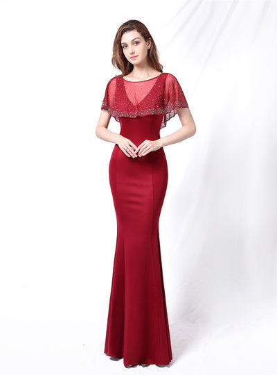 Sexy V-neck Long Prom Dress With Shawl