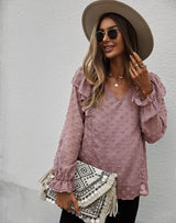 Solid Color V-neck T-shirt