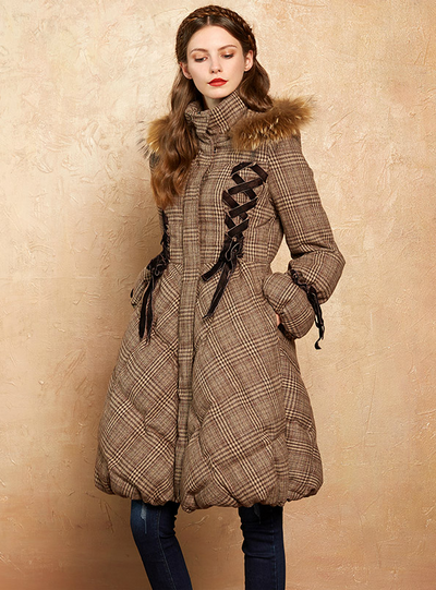 Down Coat With Fur Trim Hood Winter Warm Puffer