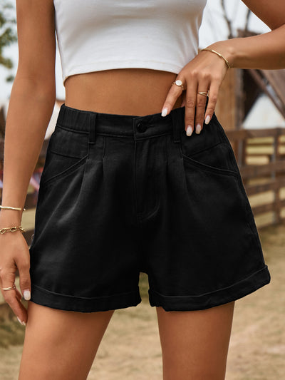 Elastic Waist Denim Shorts