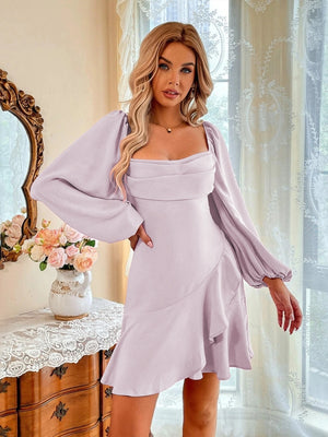 Lotus Leaf Long Sleeve Dress