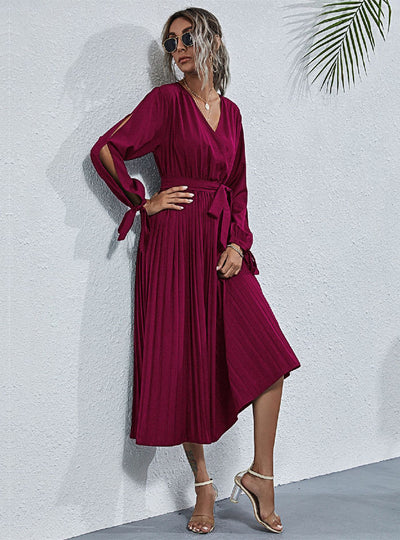 Mid-long Lace-up Waist Dress