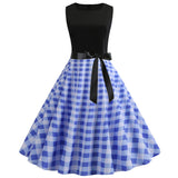 Sleeveless Retro Checkered Print Dress