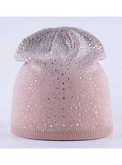 Beanie Hats Rabbit Wool Knitted Cap Women 