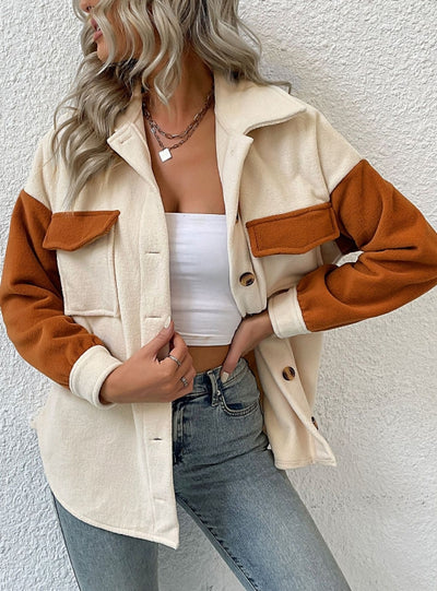 Spliced Wool Retro Polar Fleece Lapel Coat