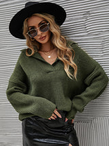 Loose Solid Color Padded Suit Collar Sweater