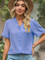 V-neck Chiffon Short-sleeved Shirt
