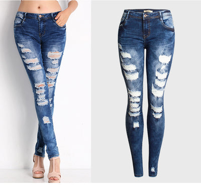 Slim Stretch Holes Jeans