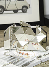 Gold Acrylic Box Geometry Clutch Evening Bag