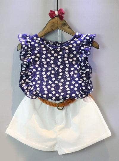 Floral Sleeveless T-shirt+Shorts Suit