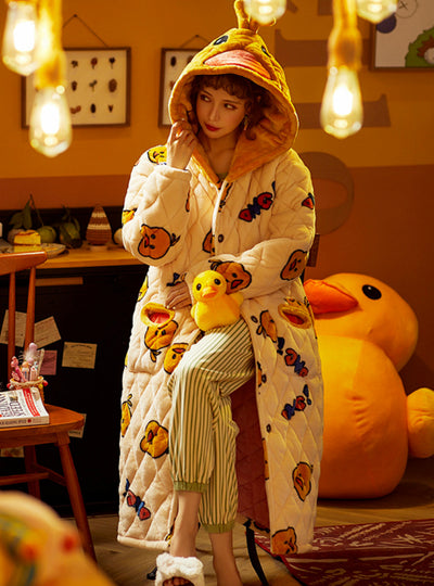 Pajama Three-layer Quilted Jacket Thickened Coral Fleece