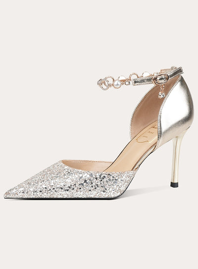 Sparkling Thin-heeled Pearl Crystal Shoes