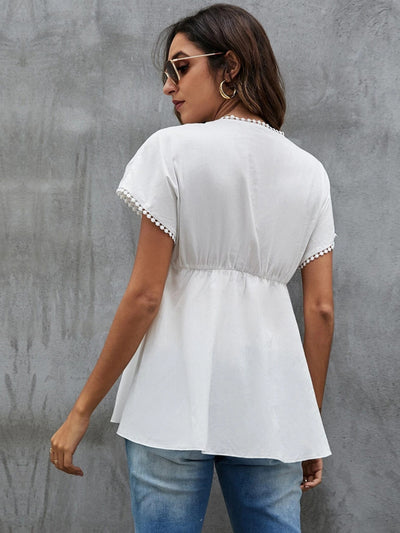 Pullover Short Sleeve White Loose T-shirt