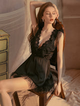 Silk Deep V Sexy Pajamas