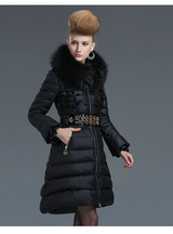medium-long down coat female high quality large fur 