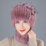 Rabbit Fur Straw Hat Scarf Two-piece Suit