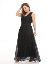 Black Lace V-neck Long Party Dress