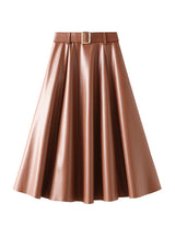 Women High Waist Leather Skirt