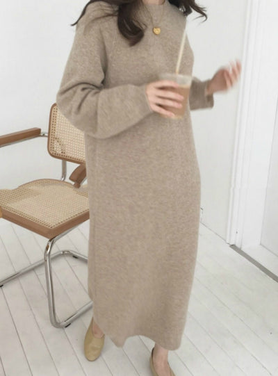 Winter Long Sweater Dress Female Long Sleeve Straight 