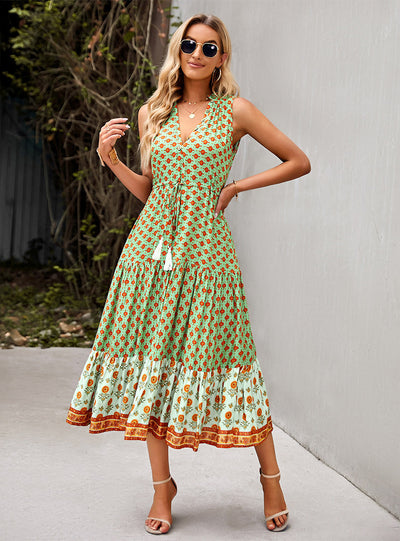 Bohemian Leisure Holiday Print Dress
