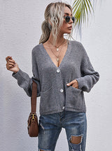 Pocket Sweater V-neck Knitted Cardigan Coat