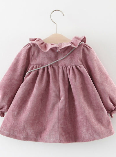 Long-sleeved Lotus Leaf Collar Pocket Doll Dress