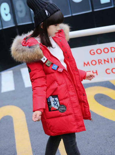 Fur Collar Hooded Children Down Coat Outerwear 