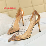 Transparent Pointed Hollow Rhinestone Shoes