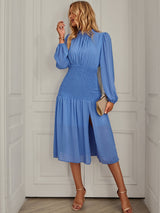 Solid Color Split Casual Dress