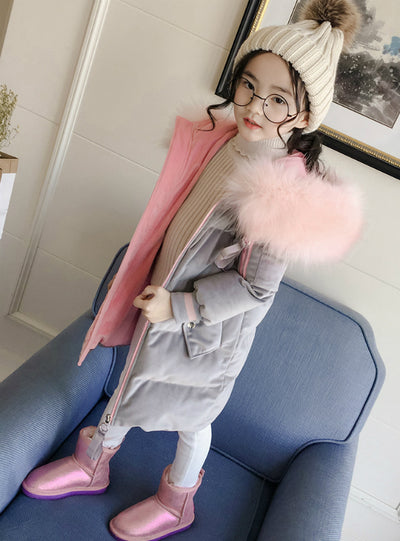 Girl Long Cotton-Padded Jacket Velvet Jacket 